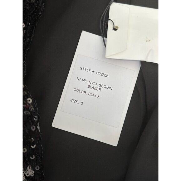 Generation Love Nyla Sequin Blazer Jacket Double Breasted Long Sleeve Black S - Picture 5 of 9
